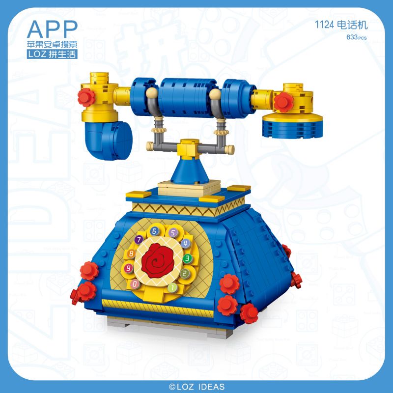 LOZ 1124 non  ĐIỆN THOẠI CỔ ĐIỂN bộ đồ chơi xếp lắp ráp ghép mô hình Creator Sáng Tạo 633 khối