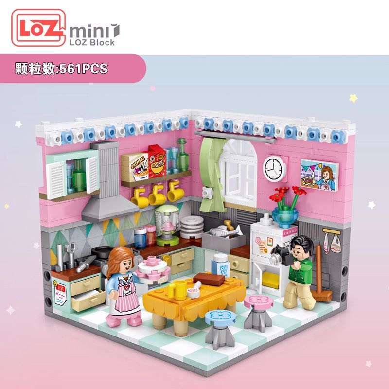 LOZ 1903 non  CẢNH NHÀ BẾP bộ đồ chơi xếp lắp ráp ghép mô hình Creator Sáng Tạo 561 khối