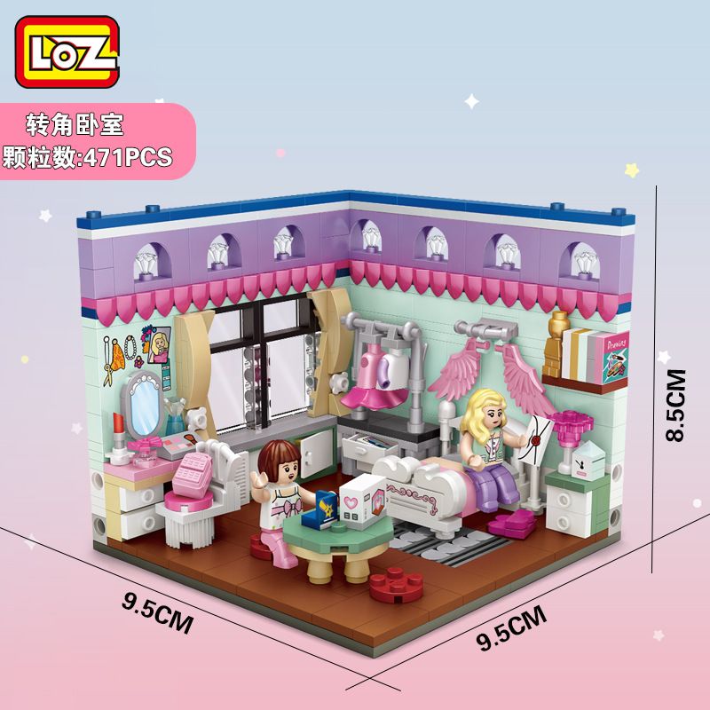 LOZ 1902 non Lego CẢNH NHÀ PHÒNG NGỦ bộ đồ chơi xếp lắp ráp ghép mô hình Creator Sáng Tạo 471 khối