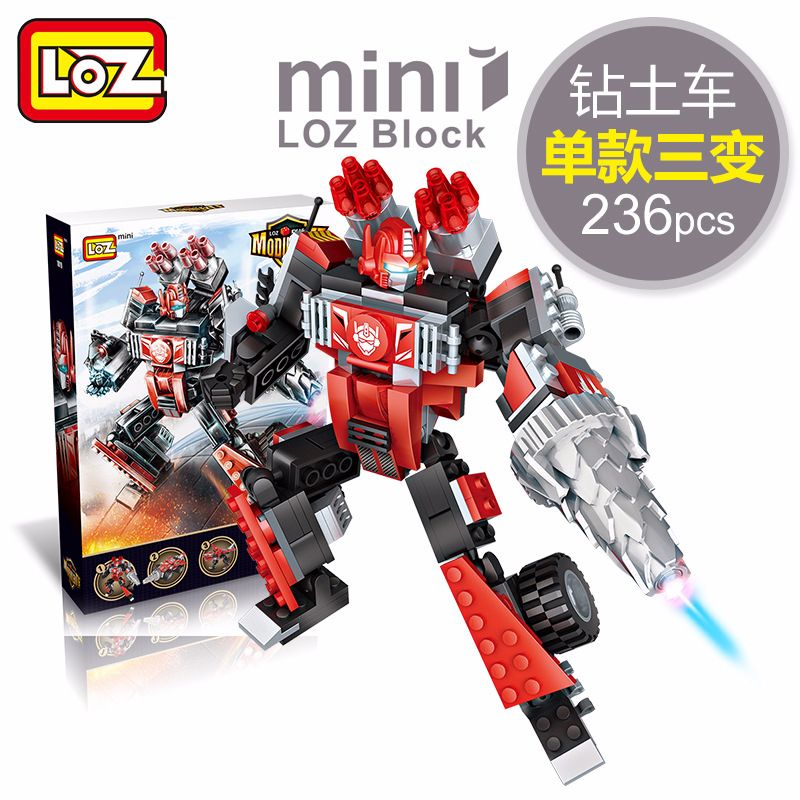 LOZ 1819 non Lego XE KHOAN ĐẤT BA BIẾN bộ đồ chơi xếp lắp ráp ghép mô hình MODULEXTF 236 khối