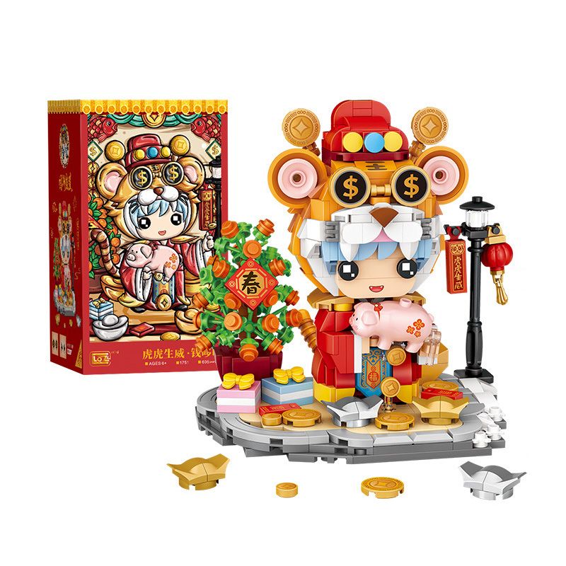 LOZ 1751 non  HỔ VÀ LÀ QIAN DUODUO MẠNH MẼ bộ đồ chơi xếp lắp ráp ghép mô hình Chinese Traditional Festivals Lễ Hội Cổ Truyền 605 khối