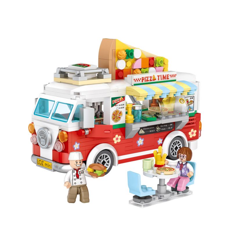 LOZ 1739 non Lego XE TẢI BÁNH PIZZA bộ đồ chơi xếp lắp ráp ghép mô hình 491 khối