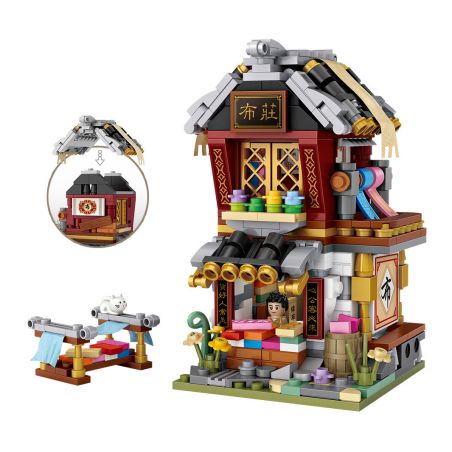 LOZ 1734 non  BỘ TRANG bộ đồ chơi xếp lắp ráp ghép mô hình Chinatown Khu Phố Tàu 538 khối