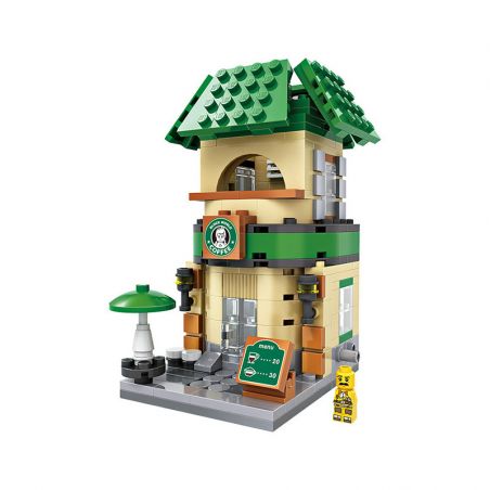 LOZ 1608 non  CAFE PHỐ NHỎ bộ đồ chơi xếp lắp ráp ghép mô hình Mini Modular Đường Phố Thu Nhỏ 312 khối