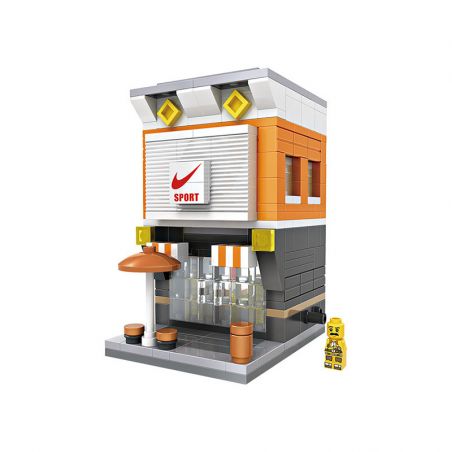 LOZ 1604 non  CỬA HÀNG QUẦN ÁO THỂ THAO MINI STREET VIEW bộ đồ chơi xếp lắp ráp ghép mô hình Mini Modular Đường Phố Thu Nhỏ 316 khối
