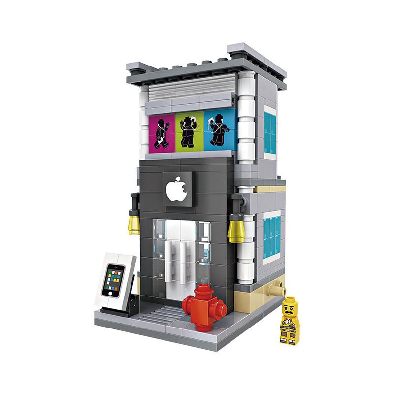 LOZ 1603 non Lego CỬA HÀNG ĐIỆN THOẠI DI ĐỘNG MINI STREET VIEW bộ đồ chơi xếp lắp ráp ghép mô hình Mini Modular Đường Phố Thu Nhỏ 301 khối