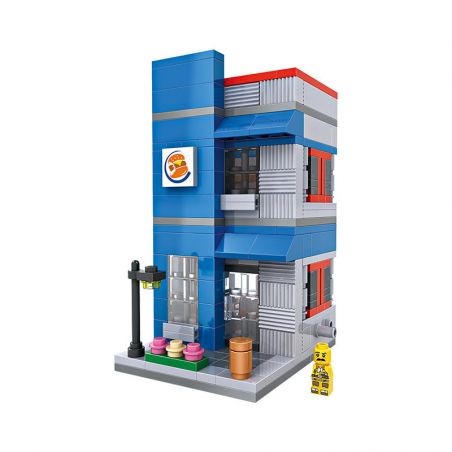 LOZ 1602 non  BÁNH MÌ KẸP THỊT MINI CHẾ ĐỘ XEM PHỐ bộ đồ chơi xếp lắp ráp ghép mô hình Mini Modular Đường Phố Thu Nhỏ 307 khối