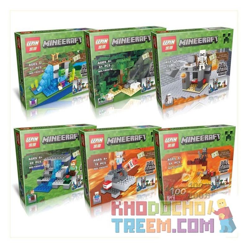 LEPIN 18007 non Lego ZOMBIE HẦM MỎ NÚI LỬA bộ đồ chơi xếp lắp ráp ghép mô hình Minecraft Game Xây Dựng