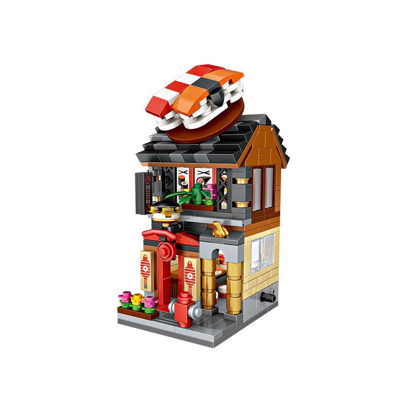 LOZ 1625 non Lego NHÀ HÀNG SUSHI MINI STREET VIEW bộ đồ chơi xếp lắp ráp ghép mô hình Mini Modular Đường Phố Thu Nhỏ 420 khối