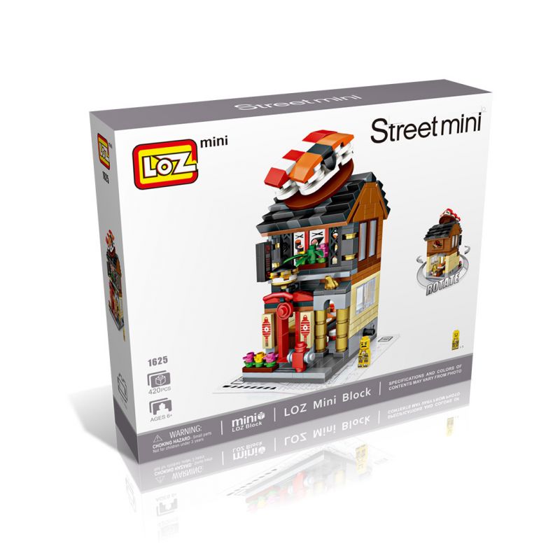 LOZ 1625 non  NHÀ HÀNG SUSHI MINI STREET VIEW bộ đồ chơi xếp lắp ráp ghép mô hình Mini Modular Đường Phố Thu Nhỏ 420 khối