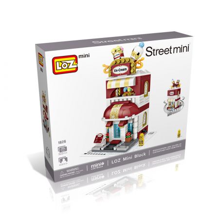 LOZ 1626 non  QUÁN KEM MINI STREET VIEW bộ đồ chơi xếp lắp ráp ghép mô hình Mini Modular Đường Phố Thu Nhỏ 322 khối