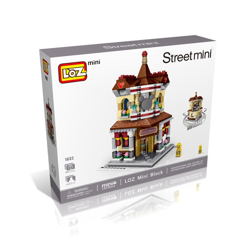 LOZ 1632 non  KHUNG CẢNH ĐƯỜNG PHỐ THEO CHỦ ĐỀ HOẠT HÌNH M STREET SHOPPING GALLERY bộ đồ chơi xếp lắp ráp ghép mô hình 467 khối