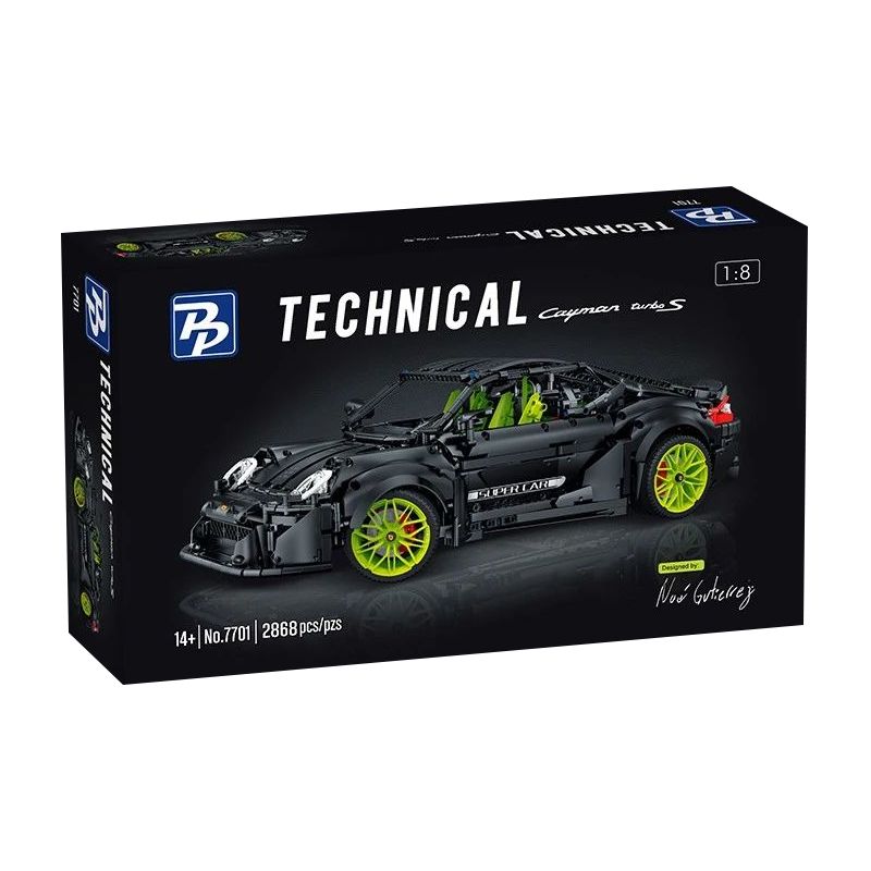 PANBO 7701 non  SIÊU XE MÔ HÌNH PORSCHE tỷ lệ 1:8 bộ đồ chơi xếp lắp ráp ghép mô hình PORSCHE CAYMAN TURBO 2868 khối