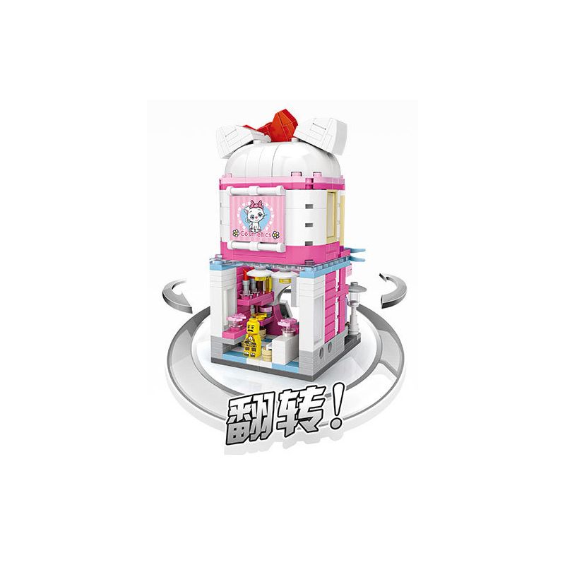 LOZ 1629 non  CHỦ ĐỀ HOẠT HÌNH CỬA HÀNG MỸ PHẨM STREET VIEW bộ đồ chơi xếp lắp ráp ghép mô hình 371 khối
