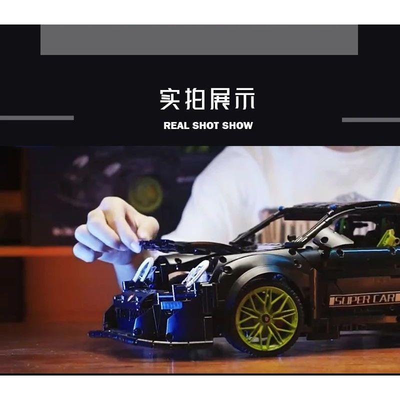 PANBO 7701 non  SIÊU XE MÔ HÌNH PORSCHE tỷ lệ 1:8 bộ đồ chơi xếp lắp ráp ghép mô hình PORSCHE CAYMAN TURBO 2868 khối