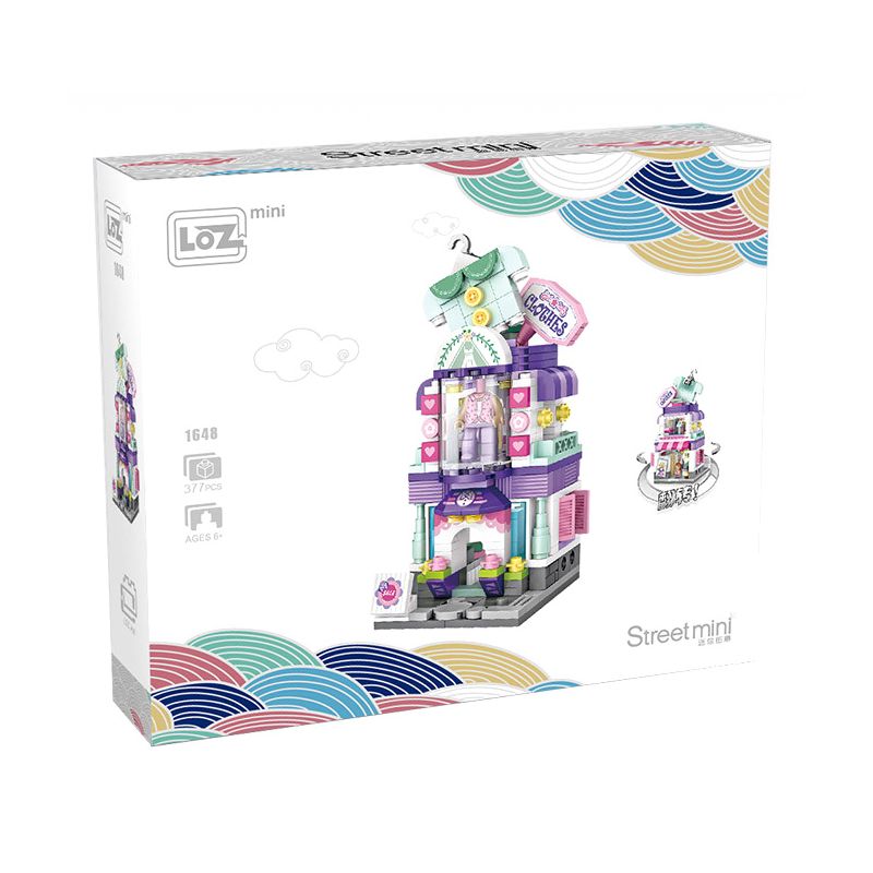 LOZ 1648 non  CỬA HÀNG QUẦN ÁO MINI STREET VIEW bộ đồ chơi xếp lắp ráp ghép mô hình Mini Modular Đường Phố Thu Nhỏ 377 khối