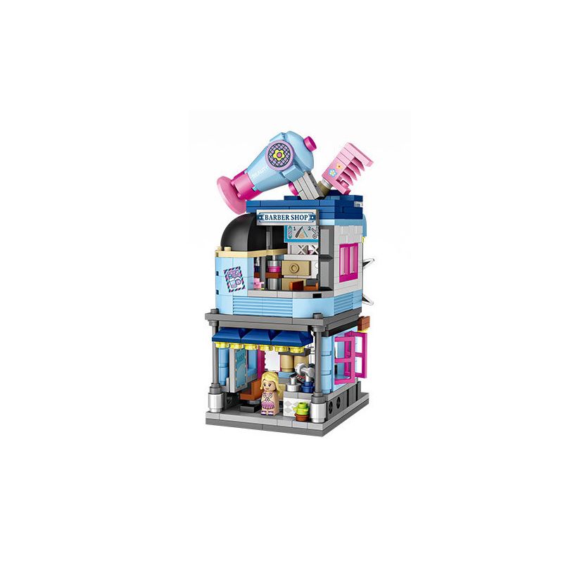 LOZ 1645 non  HIỆU CẮT TÓC MINI STREET VIEW bộ đồ chơi xếp lắp ráp ghép mô hình Mini Modular Đường Phố Thu Nhỏ 403 khối