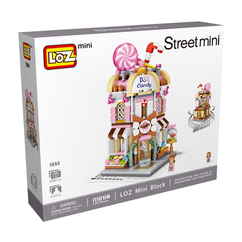 LOZ 1644 non  CỬA HÀNG KẸO MINI STREET VIEW bộ đồ chơi xếp lắp ráp ghép mô hình Mini Modular Đường Phố Thu Nhỏ 456 khối