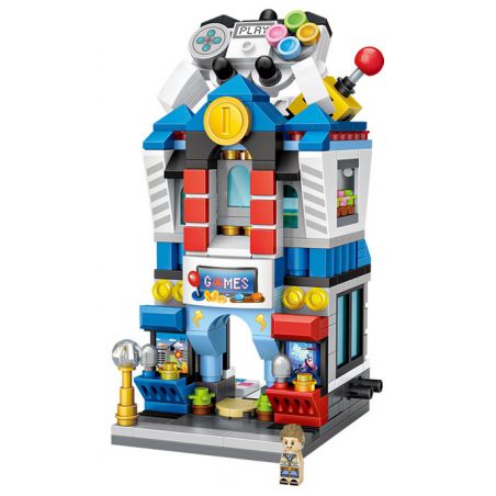 LOZ 1642 non  PHÒNG TRÒ CHƠI MINI STREET VIEW bộ đồ chơi xếp lắp ráp ghép mô hình Mini Modular Đường Phố Thu Nhỏ 393 khối