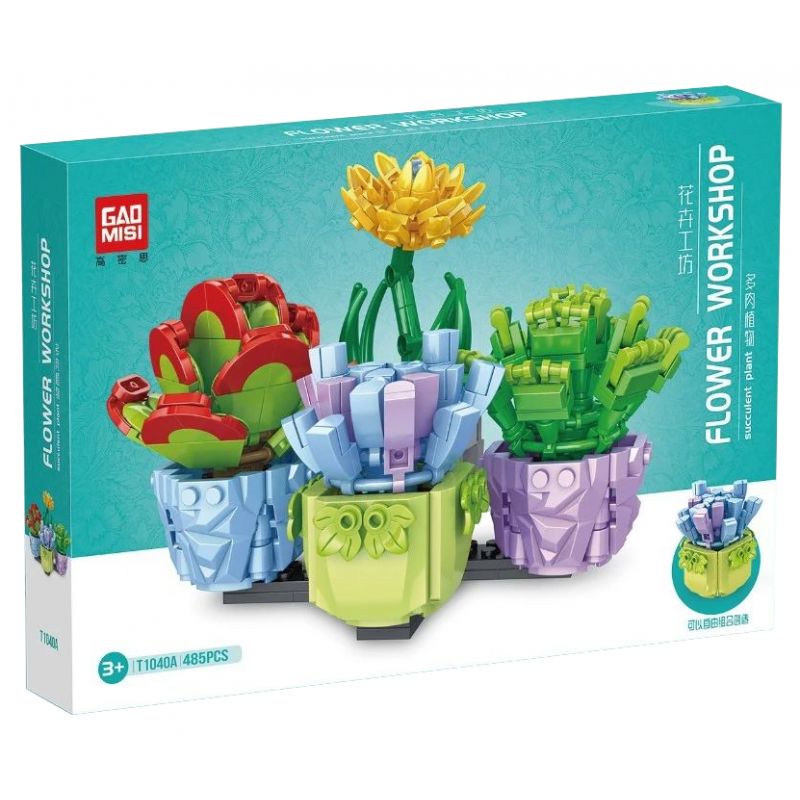 GAOMISI T1040A 1040A non Lego 4 LOẠI MỌNG NƯỚC bộ đồ chơi xếp lắp ráp ghép mô hình FLOWER WORKSHOP SUCCULENT PLANT 485 khối