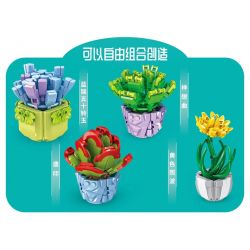 GAOMISI T1040A 1040A non  4 LOẠI MỌNG NƯỚC bộ đồ chơi xếp lắp ráp ghép mô hình FLOWER WORKSHOP SUCCULENT PLANT 485 khối