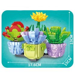 GAOMISI T1040A 1040A non  4 LOẠI MỌNG NƯỚC bộ đồ chơi xếp lắp ráp ghép mô hình FLOWER WORKSHOP SUCCULENT PLANT 485 khối