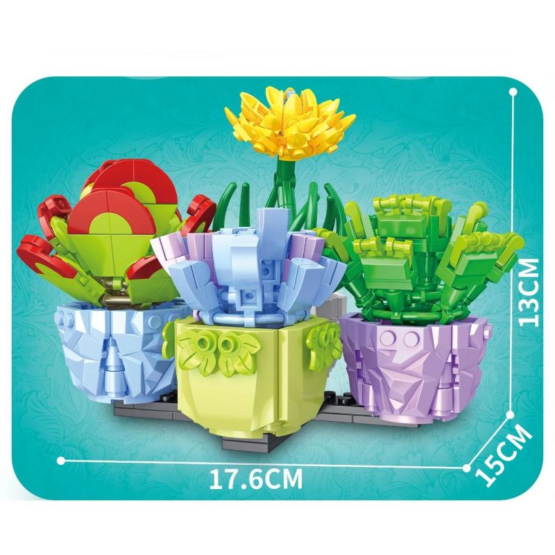 GAOMISI T1040A 1040A non  4 LOẠI MỌNG NƯỚC bộ đồ chơi xếp lắp ráp ghép mô hình FLOWER WORKSHOP SUCCULENT PLANT 485 khối