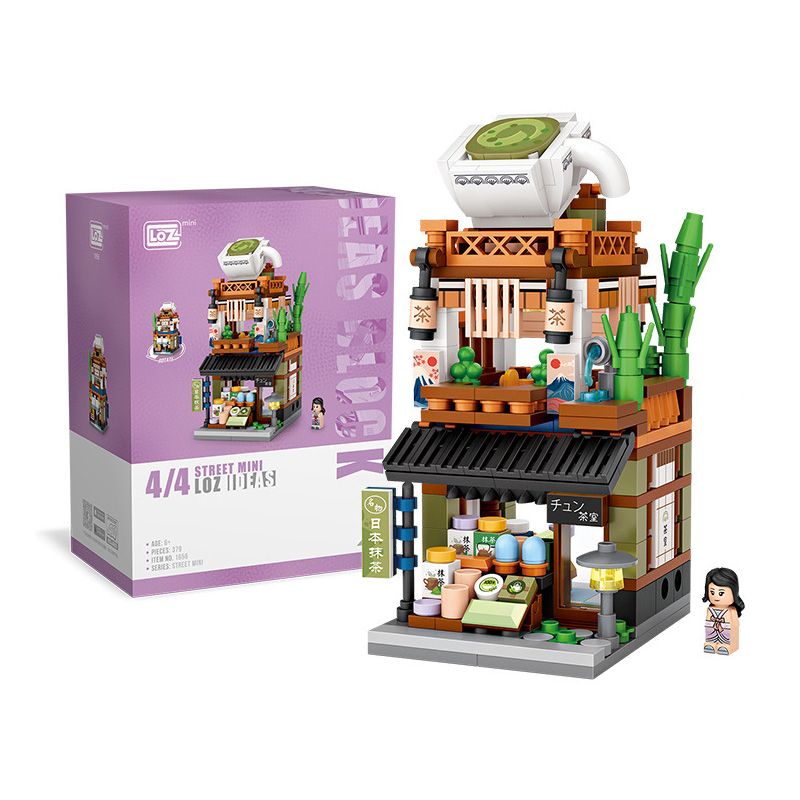 LOZ 1656 non Lego CỬA HÀNG MATCHA ??? PHỐ NHẬT BẢN bộ đồ chơi xếp lắp ráp ghép mô hình Modular Buildings Mô Hình Nhà Cửa 379 khối