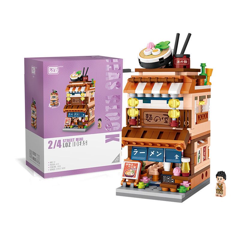 LOZ 1654 non Lego NHÀ HÀNG RAMEN STREET VIEW NHẬT BẢN bộ đồ chơi xếp lắp ráp ghép mô hình Modular Buildings Mô Hình Nhà Cửa 412 khối