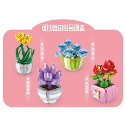 GAOMISI T1041 1041 non  4 LOẠI MỌNG NƯỚC bộ đồ chơi xếp lắp ráp ghép mô hình FLOWER WORKSHOP SUCCULENT PLANT 482 khối