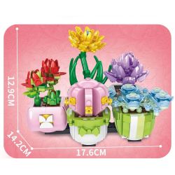 GAOMISI T1041 1041 non  4 LOẠI MỌNG NƯỚC bộ đồ chơi xếp lắp ráp ghép mô hình FLOWER WORKSHOP SUCCULENT PLANT 482 khối