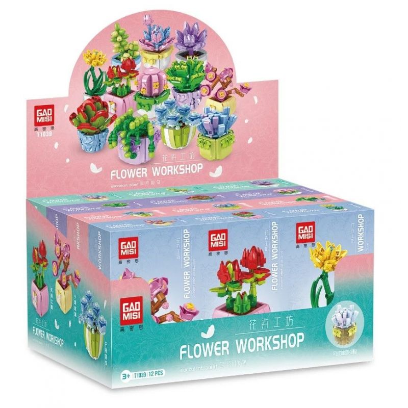 GAOMISI T1039 1039 non Lego 12 LOẠI CÂY MỌNG NƯỚC bộ đồ chơi xếp lắp ráp ghép mô hình FLOWER WORKSHOP SUCCULENT PLANT