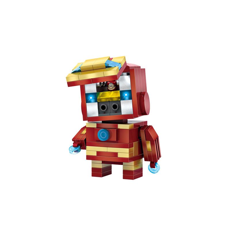 LOZ 1402 non  ÁO GIÁP THÉP bộ đồ chơi xếp lắp ráp ghép mô hình Brickheadz IRON MAN Nhân Vật Đầu To 144 khối