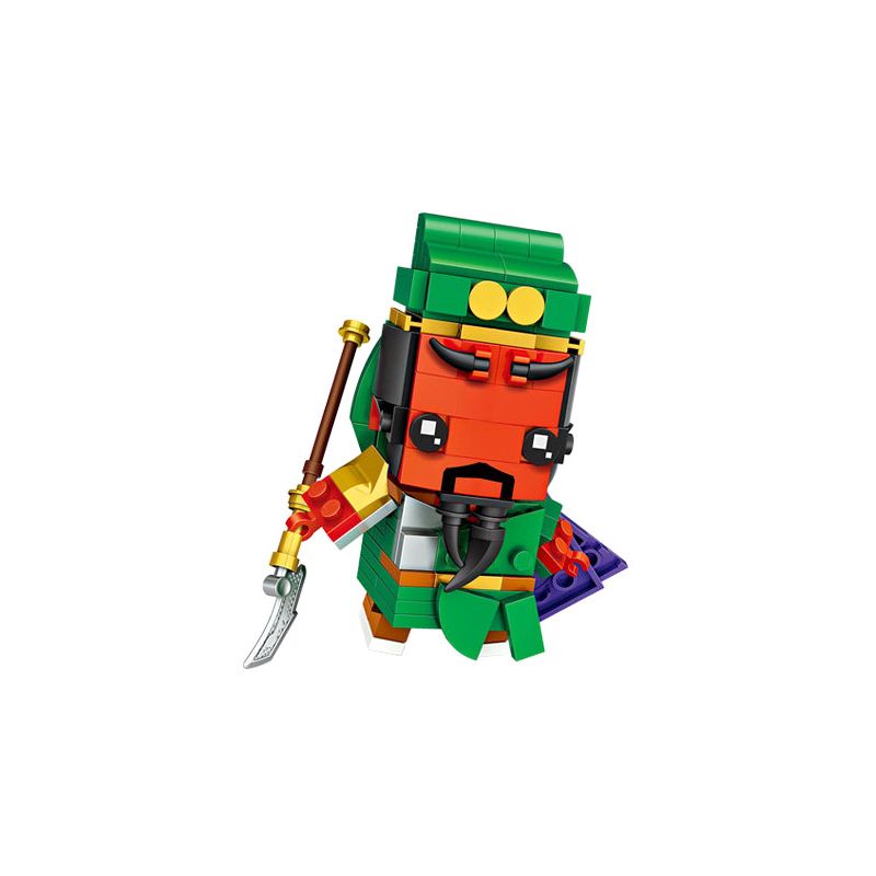 LOZ 1454 non  TAM QUỐC MINI BRICKMAN QUAN VŨ bộ đồ chơi xếp lắp ráp ghép mô hình Brickheadz Nhân Vật Đầu To 183 khối