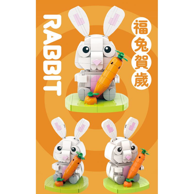 MR.KURIOSITY 881001 non  CHÚ THỎ MAY MẮN CHÚC MỪNG NĂM MỚI bộ đồ chơi xếp lắp ráp ghép mô hình Chinese Traditional Festivals RABBIT Lễ Hội Cổ Truyền 209 khối