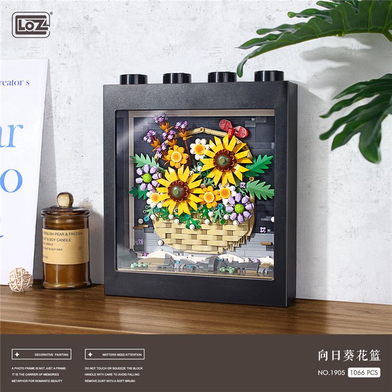 LOZ 1905 non  GIỎ HOA HƯỚNG DƯƠNG bộ đồ chơi xếp lắp ráp ghép mô hình Arts & Crafts 1905 khối