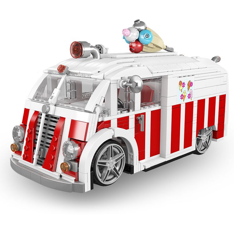 MouldKing 10039 Mould King 10039 non Lego XE BÁN KEM bộ đồ chơi xếp lắp ráp ghép mô hình Creator ICE CREAM TRUCK Sáng Tạo 1078 khối