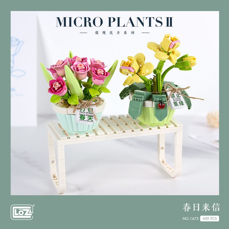 LOZ 1673 non  THƯ XUÂN bộ đồ chơi xếp lắp ráp ghép mô hình MICRO PLANTS II 409 khối