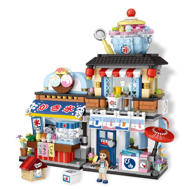 LOZ 1219 non  CỬA HÀNG ĐÁ BÀO bộ đồ chơi xếp lắp ráp ghép mô hình Creator STREET MINI Sáng Tạo 668 khối