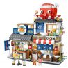 LOZ 1218 non  CỬA HÀNG TAKOYAKI bộ đồ chơi xếp lắp ráp ghép mô hình Creator STREET MINI Sáng Tạo 722 khối