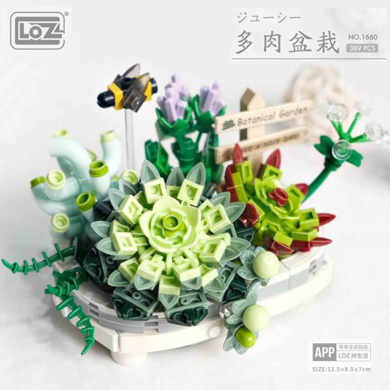 LOZ 1660 non  CHẬU CÂY MỌNG NƯỚC bộ đồ chơi xếp lắp ráp ghép mô hình Flowers Hoa 389 khối