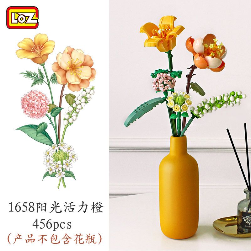 LOZ 1658 non Lego BÓ HOA NẮNG CAM RỰC RỠ bộ đồ chơi xếp lắp ráp ghép mô hình Flowers 456 khối