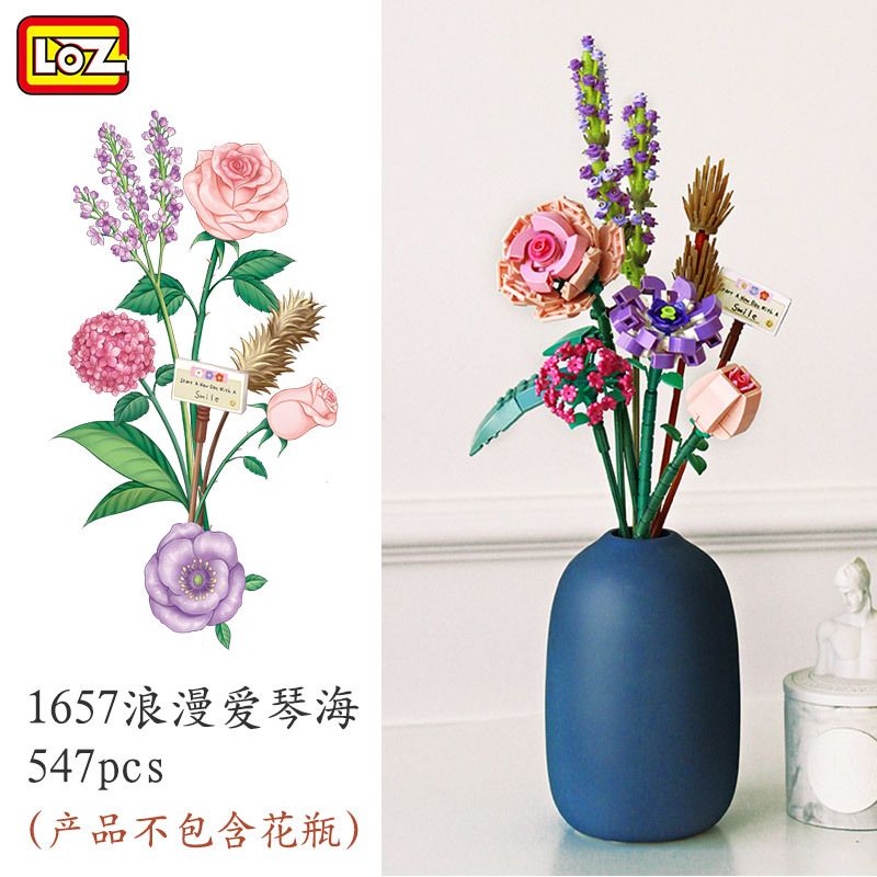 LOZ 1657 non  BÓ HOA BIỂN AEGEAN LÃNG MẠN bộ đồ chơi xếp lắp ráp ghép mô hình Flowers 547 khối