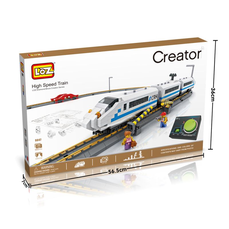 LOZ 9047 non Lego TÀU CAO TỐC bộ đồ chơi xếp lắp ráp ghép mô hình Creator HIGH SPEED TRAIN Sáng Tạo 660 khối