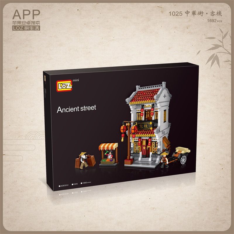 LOZ 1025 non  NHÀ TRỌ KHU PHỐ TÀU bộ đồ chơi xếp lắp ráp ghép mô hình Creator ANCIENT STREET Sáng Tạo 1025 khối