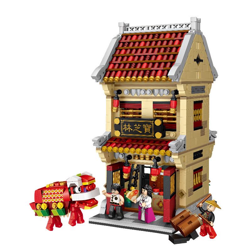 LOZ 1024 non Lego PHỐ NGƯỜI HOA PO CHI LAM bộ đồ chơi xếp lắp ráp ghép mô hình Creator ANCIENT STREET Sáng Tạo 1745 khối