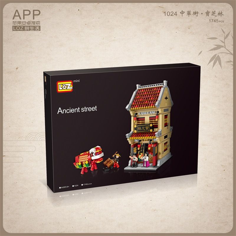 LOZ 1024 non  PHỐ NGƯỜI HOA PO CHI LAM bộ đồ chơi xếp lắp ráp ghép mô hình Creator ANCIENT STREET Sáng Tạo 1745 khối