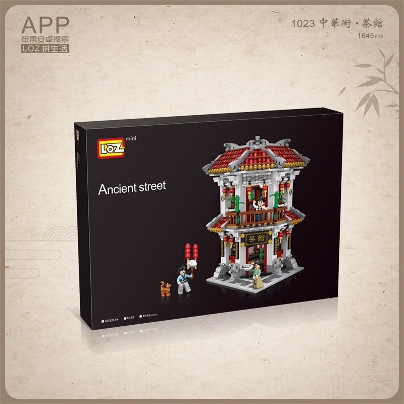 LOZ 1023 non  QUÁN TRÀ PHỐ TÀU bộ đồ chơi xếp lắp ráp ghép mô hình Creator ANCIENT STREET Sáng Tạo 1645 khối