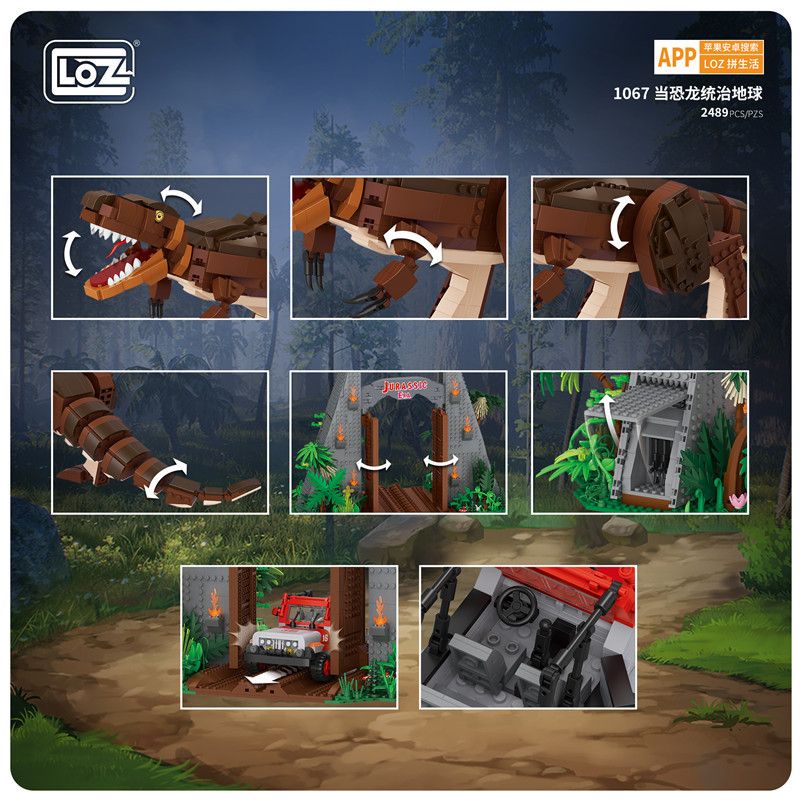LOZ 1067 non  KHI KHỦNG LONG THỐNG TRỊ TRÁI ĐẤT NHIỆM VỤ KỶ JURA bộ đồ chơi xếp lắp ráp ghép mô hình Jurassic World JURASSIC PERIOD Thế Giới Khủng Long 2489 khối