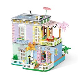 WEIGHT 2079 non  BẠCH HOA TIỂU TRÚC bộ đồ chơi xếp lắp ráp ghép mô hình Modular Buildings MOONLIGHT Mô Hình Nhà Cửa 2527 khối